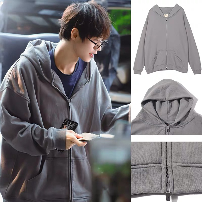 新款潮牌FEAR OF GOD FOG上帝灰拉链外套男lisa同款连帽卫衣女薄