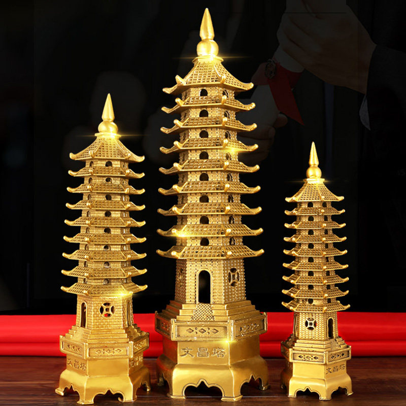 开光纯铜13层十三层文昌塔助考试助学业事业家居摆件风水礼品