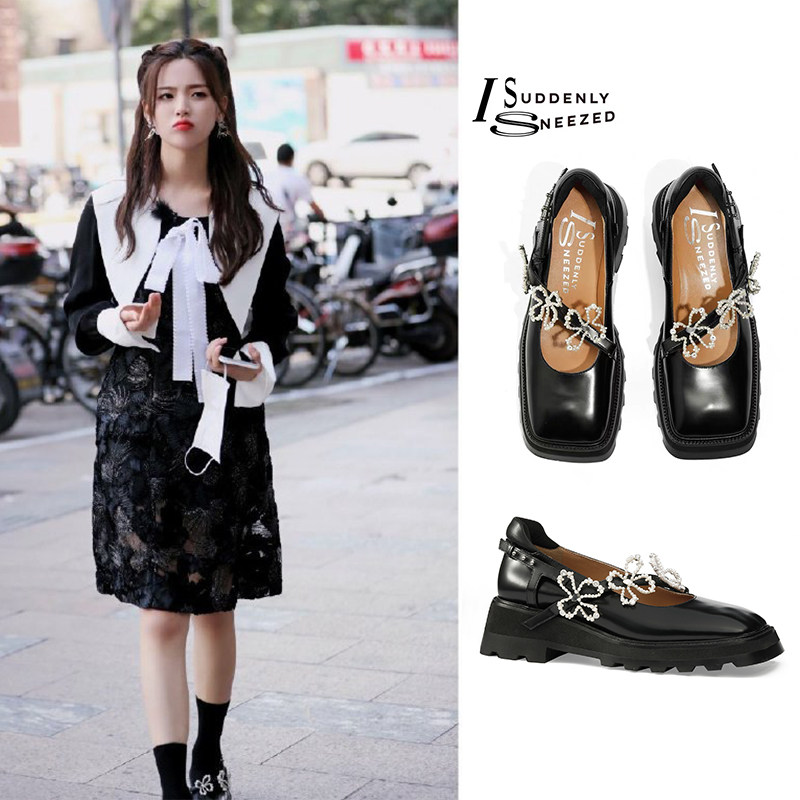 玛丽珍厚底方头珍珠超越星店杨超越sneezedsuddenlyiss单鞋