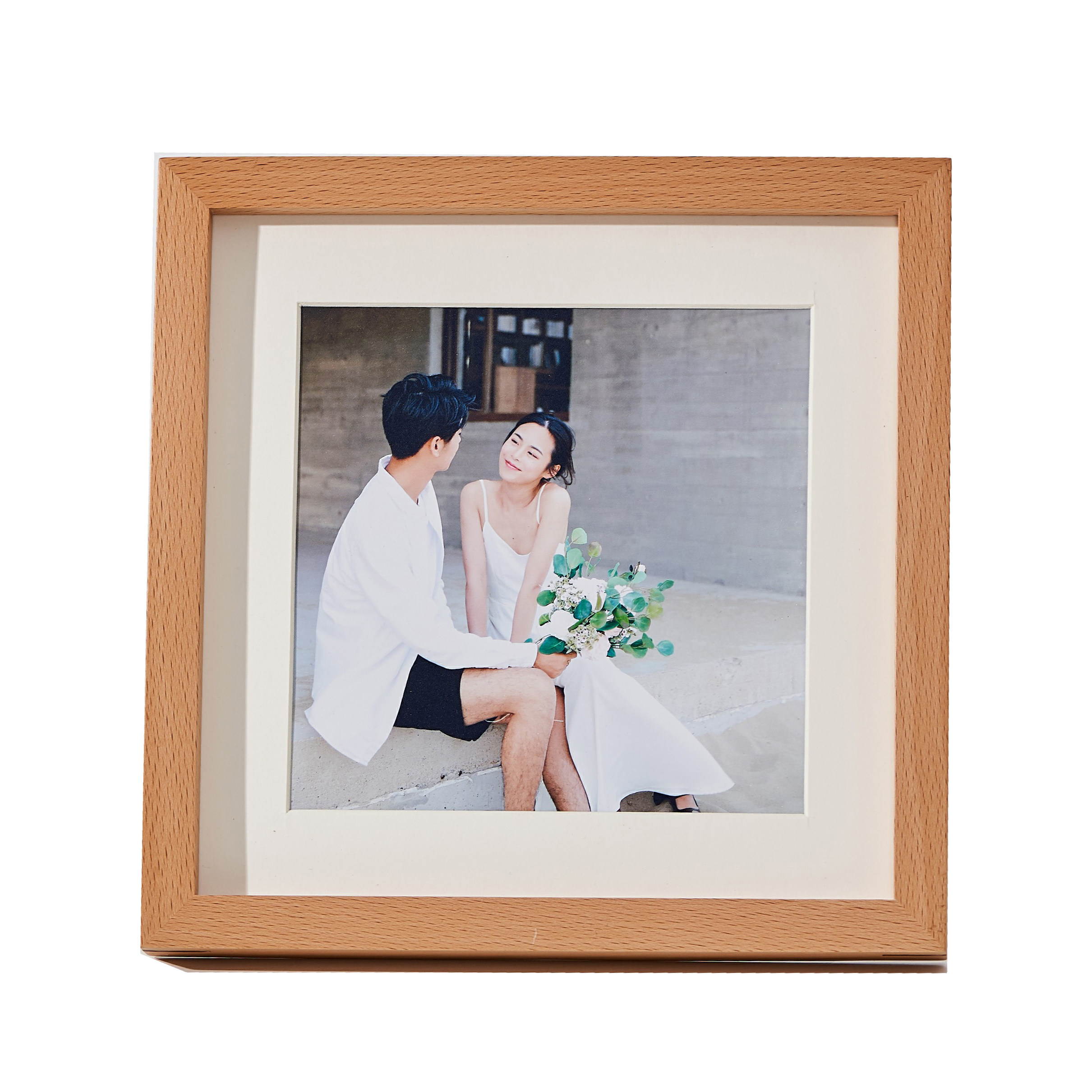实木正方形榫卯相框摆台简约现代挂墙情侣结婚相框