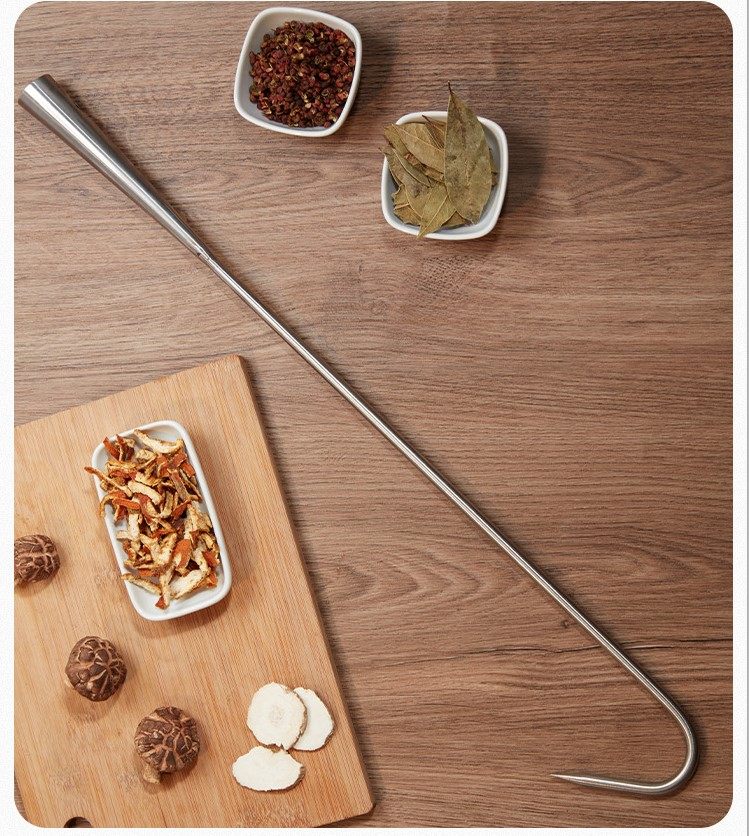 不锈钢木柄钩子抓肉钩肉抓钩烧腊垃圾卤味钩大烧烤夹