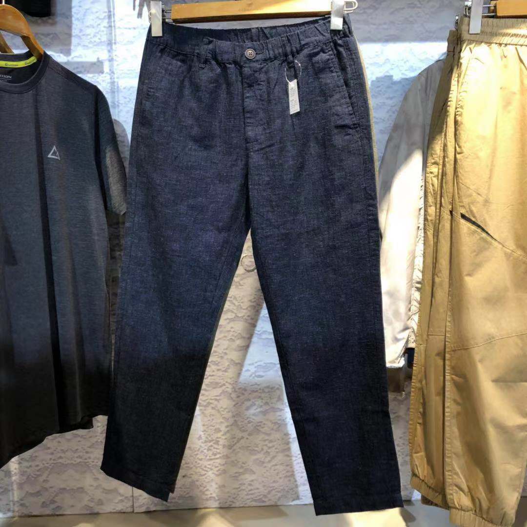 佐丹奴麻棉九分裤男款裤子透气薄款天然麻棉裤直筒休闲裤01121202