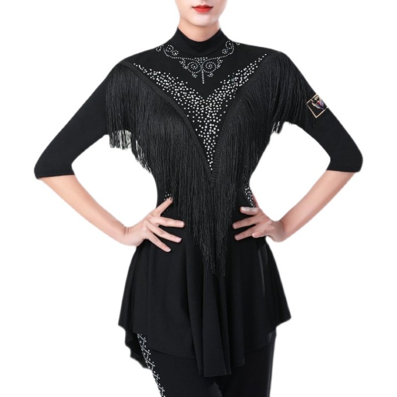 吉特特巴服装拉丁舞上衣套装新款流苏苏中交谊舞广场舞套装