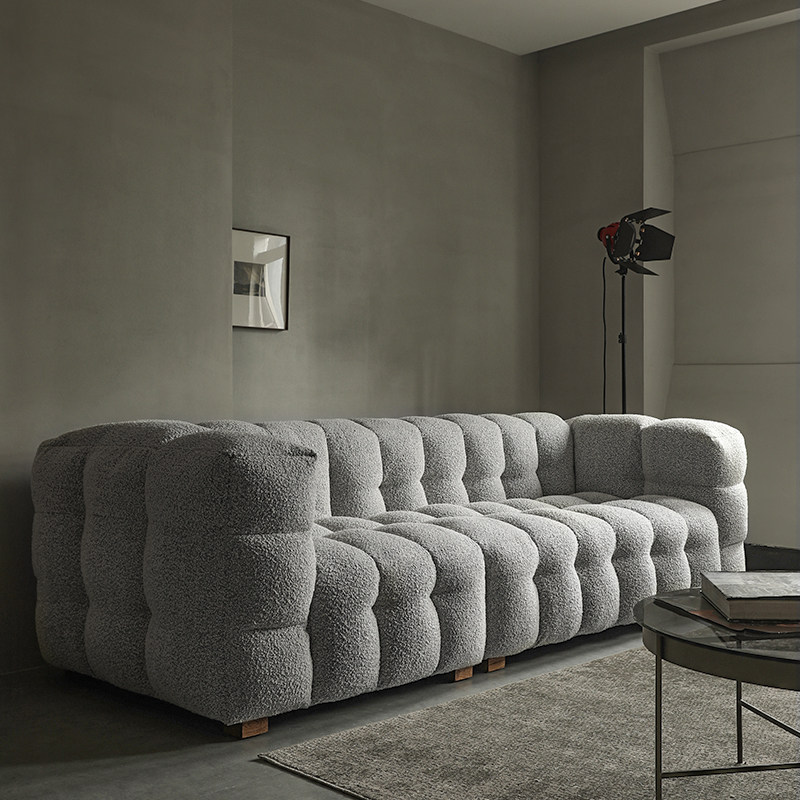 布艺沙发北欧法式羊羔绒侘寂风创意复古boba简约布艺沙发