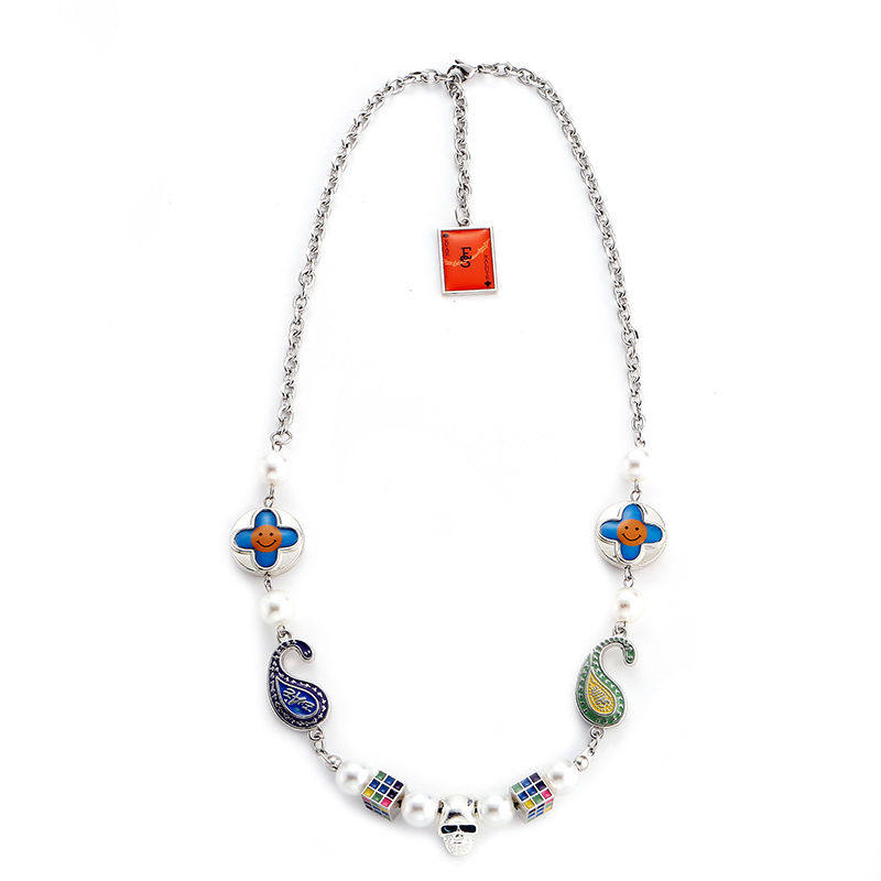 玩物制造evae 联名潮牌十字花瓣笑脸手链花朵项链