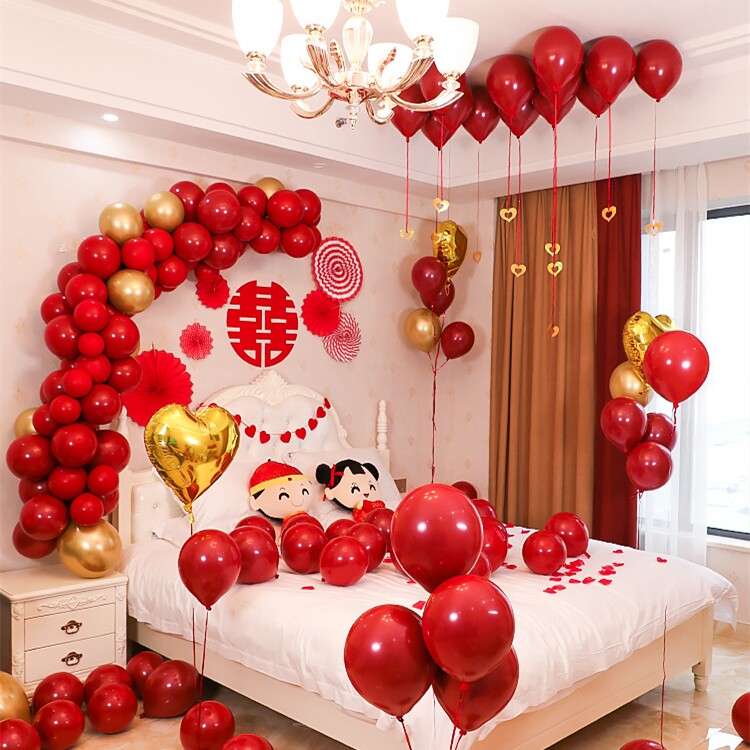 婚房布置套装新房装饰男方女方卧室婚礼气球气球