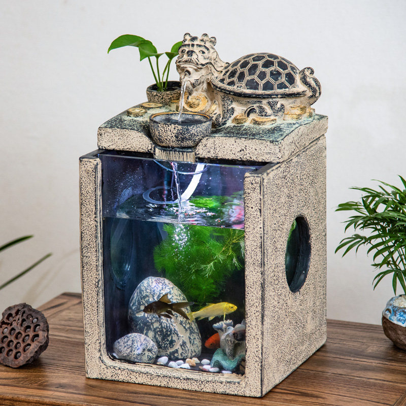 鱼缸流水瀑布创意招财造景客厅阳台花园庭院摆件