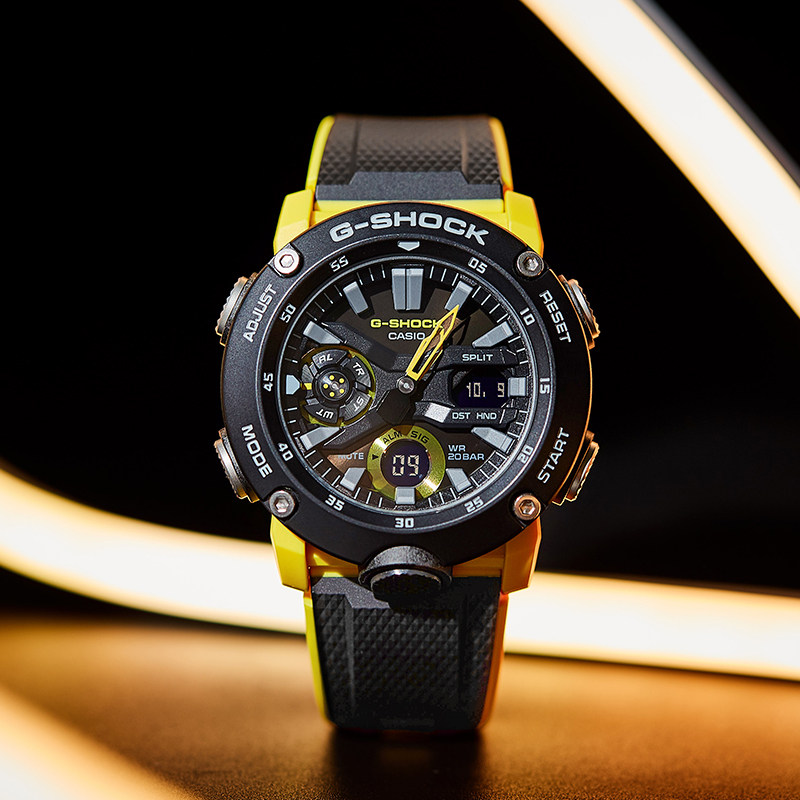 手表卡西欧g-shock碳素纤维表带运动多功能防水ga-2000-1a9日韩腕表