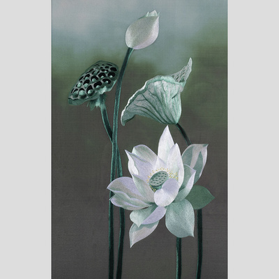 苏绣成品挂画客厅4丝精品纯手工刺绣新中式三联荷花玄关装饰画