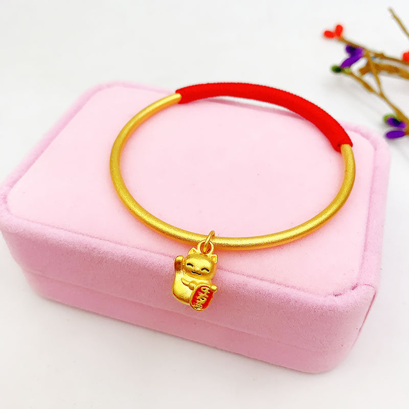 越南南沙金传承手镯女士红绳缠绕乾坤镯子镀金手镯