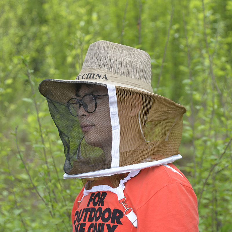 养蜂帽子面纱网养蜂工具帽子编织牛仔防蜂罩透气加厚型防蜂帽包邮