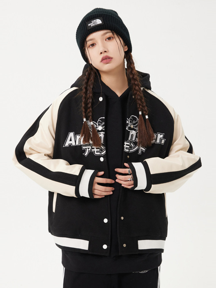 amonster丘比特卡通刺绣夹克外套秋冬季加厚潮牌情侣夹克