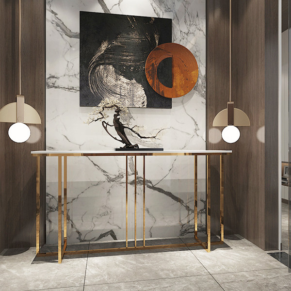 玄关后现代轻奢不锈钢靠墙过道入户大堂走廊端景台玄关台