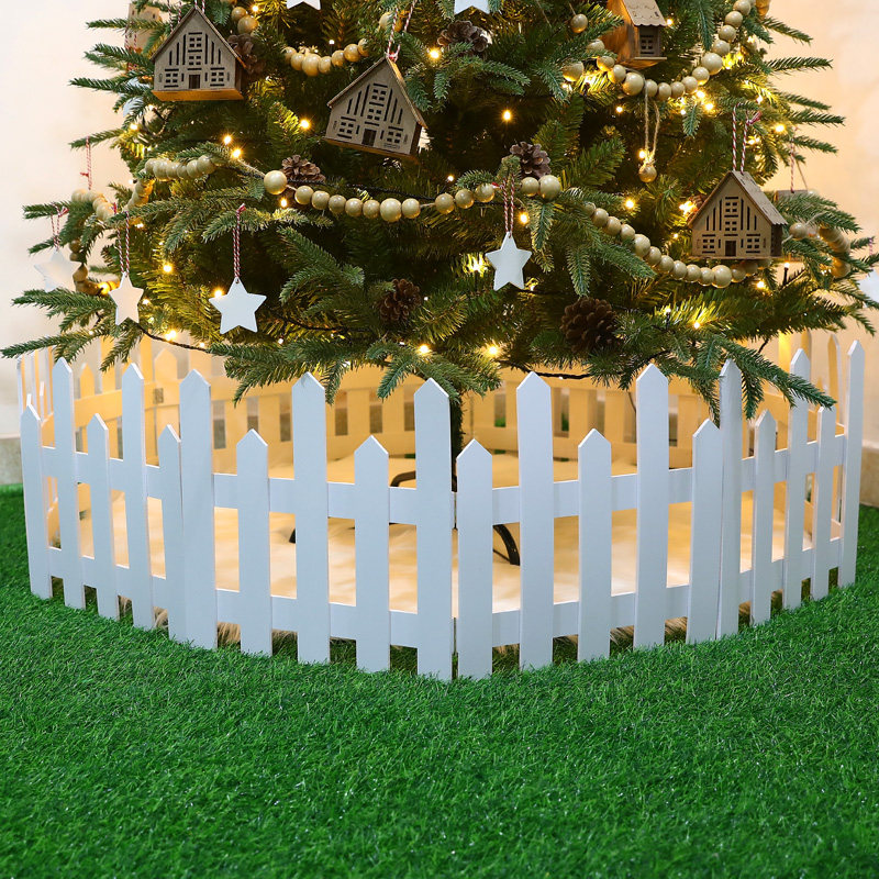 圣诞拼接围栏塑料白色实木栅栏圣诞树树节装饰品圣诞装饰品