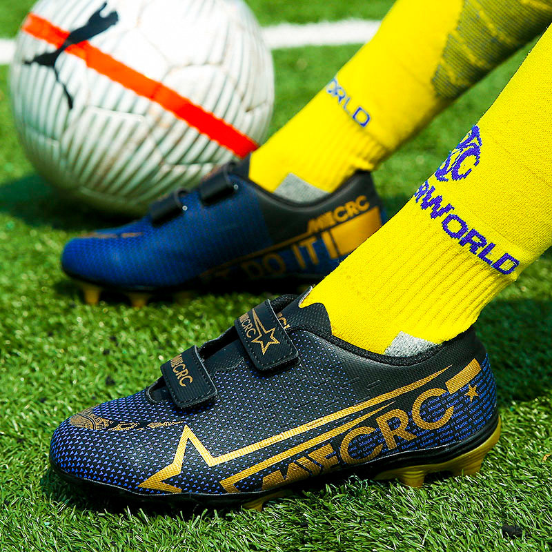 儿童足球鞋魔术贴男童女童tf碎钉小学生fg长钉训练皮足青少年球鞋