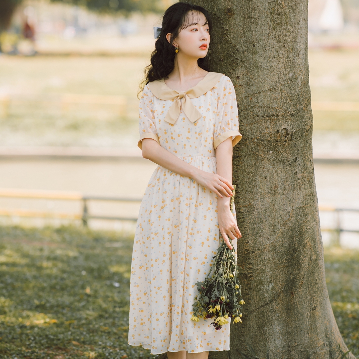 甜美美少女碎花连衣裙2020新款夏仙女超仙森森系连衣裙