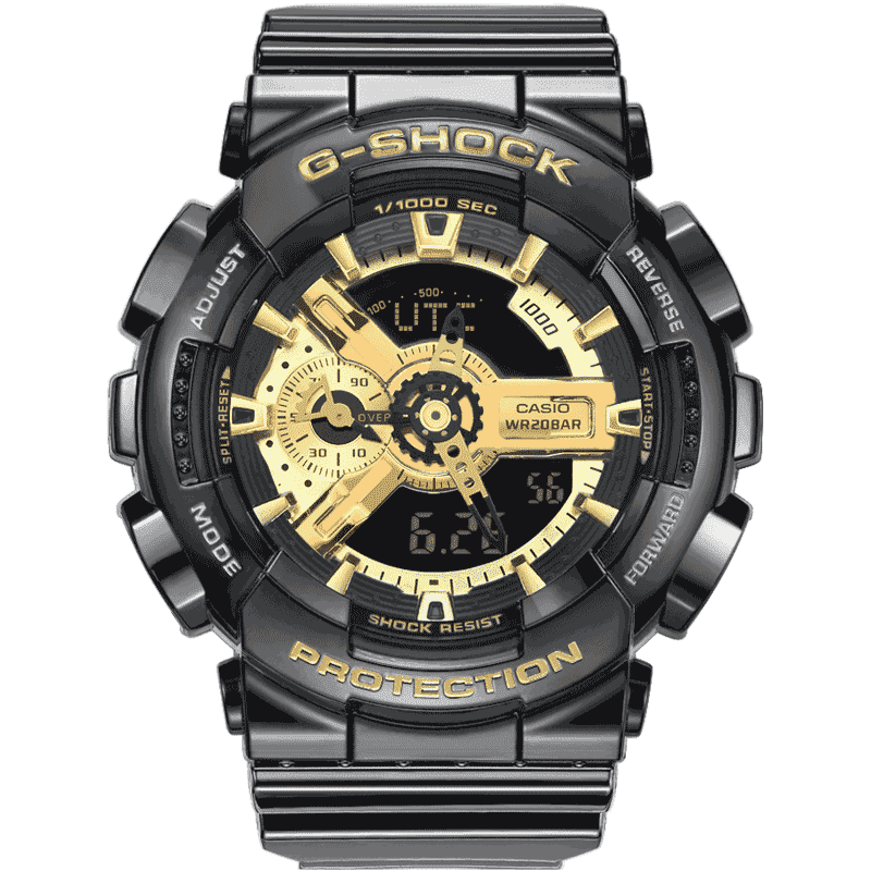 香港直邮casio卡西欧手表男gshock大黑金运动防水男表ga110gb