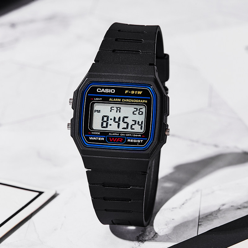海外直邮casio卡西欧f91w手表男女复古小方方块日韩腕表