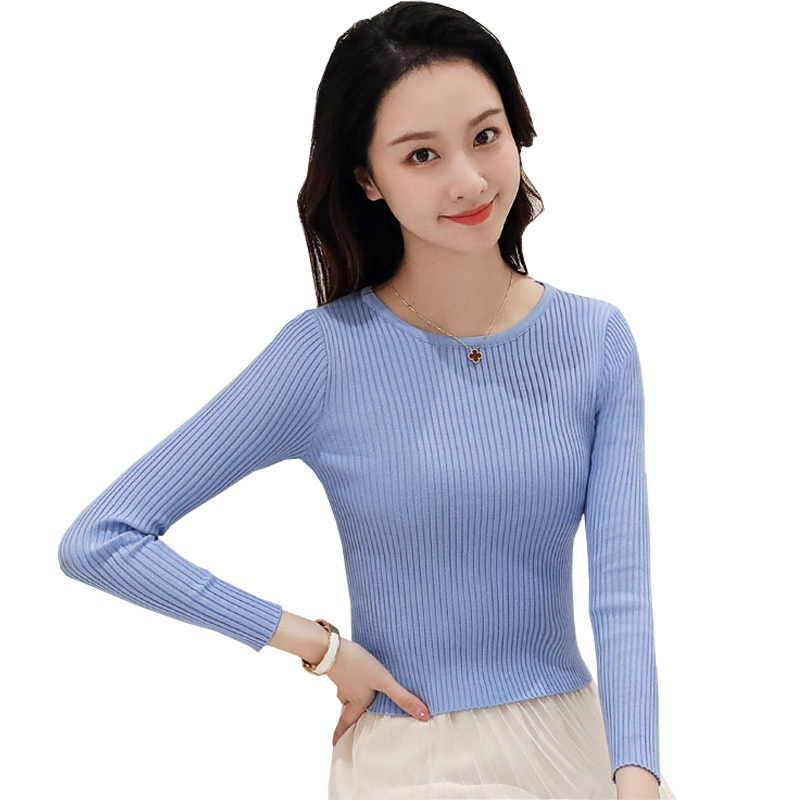 秋冬紧身针织衫短款上衣高腰薄款修身打底底线毛针织衫