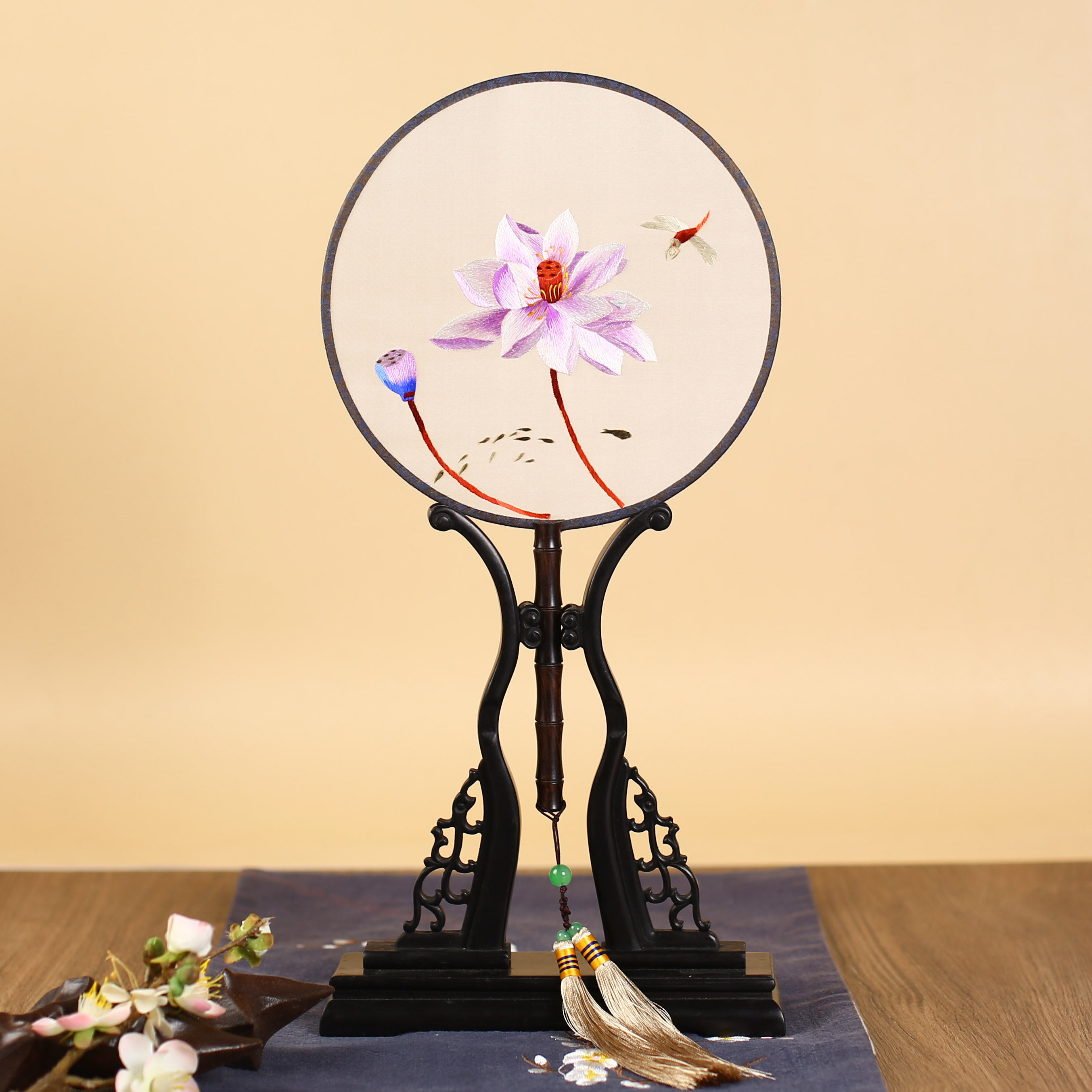 圆扇吉善双面古典刺绣芒种团扇古风宫廷中国扇子