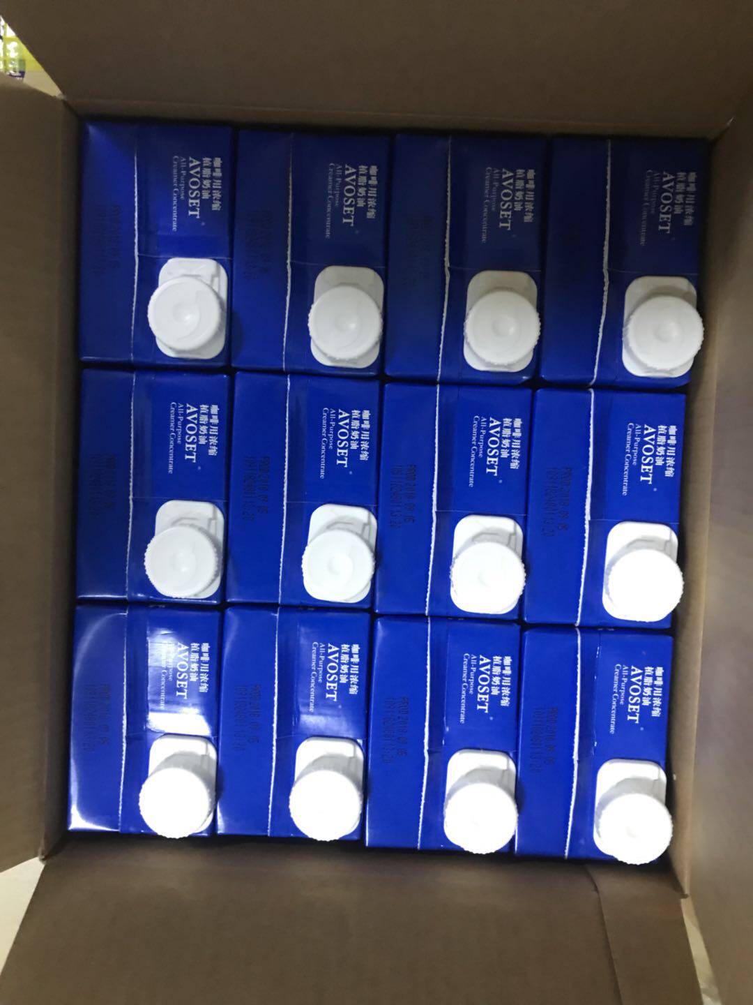 正品爱护咖啡奶油浓缩植脂奶1lx12盒奶茶甜品烘焙原料整箱包邮