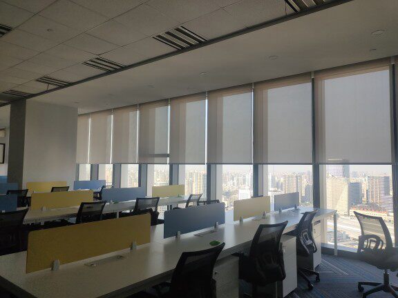 上门定制办公室窗帘卷帘窗帘遮光遮阳隔热电动卷帘印图案logo