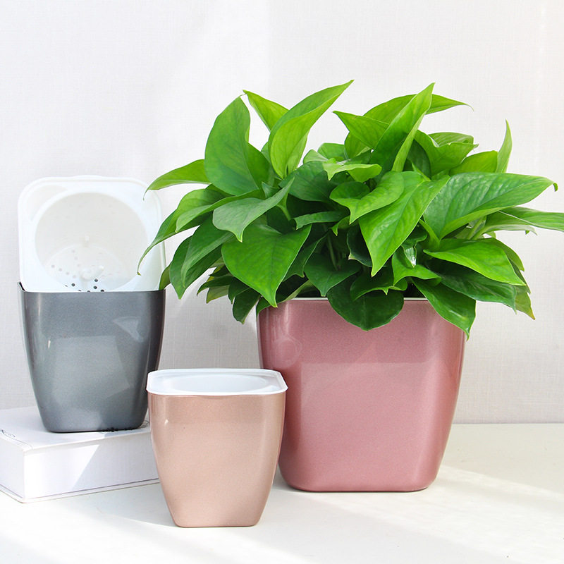 花盆懒人自动吸水清仓塑料树脂简约陶瓷绿萝花盆