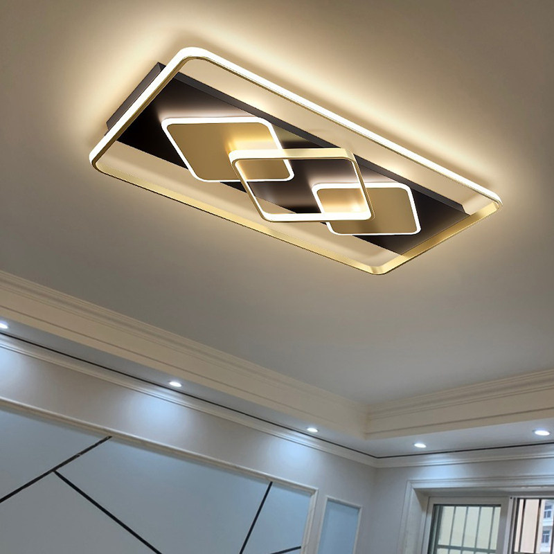 2020年新款客厅灯现代简约led吸顶灯大气家用卧室轻奢灯具黑金色