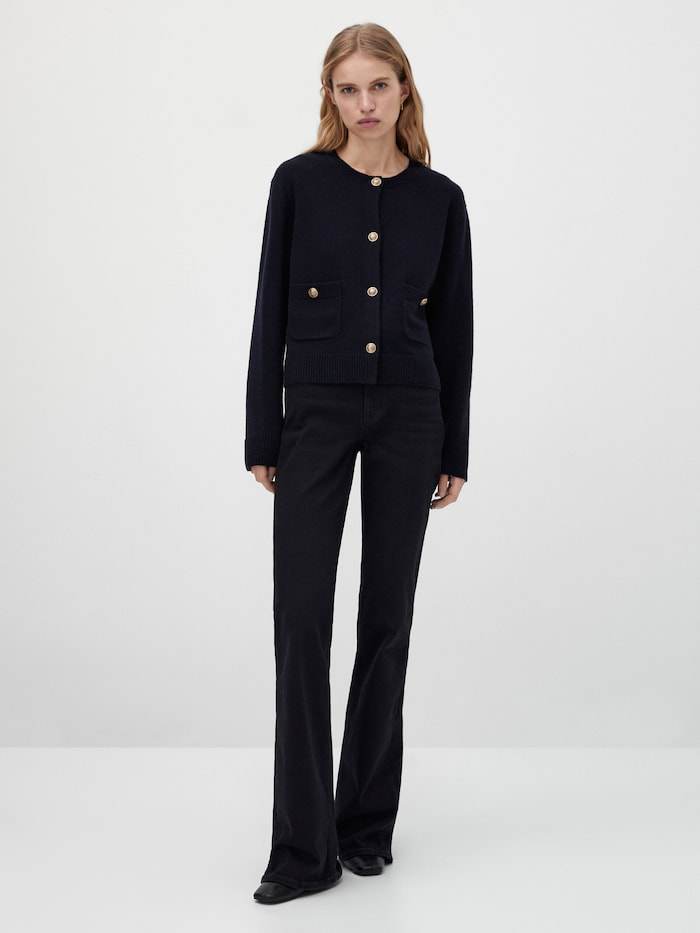 massimodutti女装春季新款羊毛休闲针织开衫通勤短款开襟衫外套