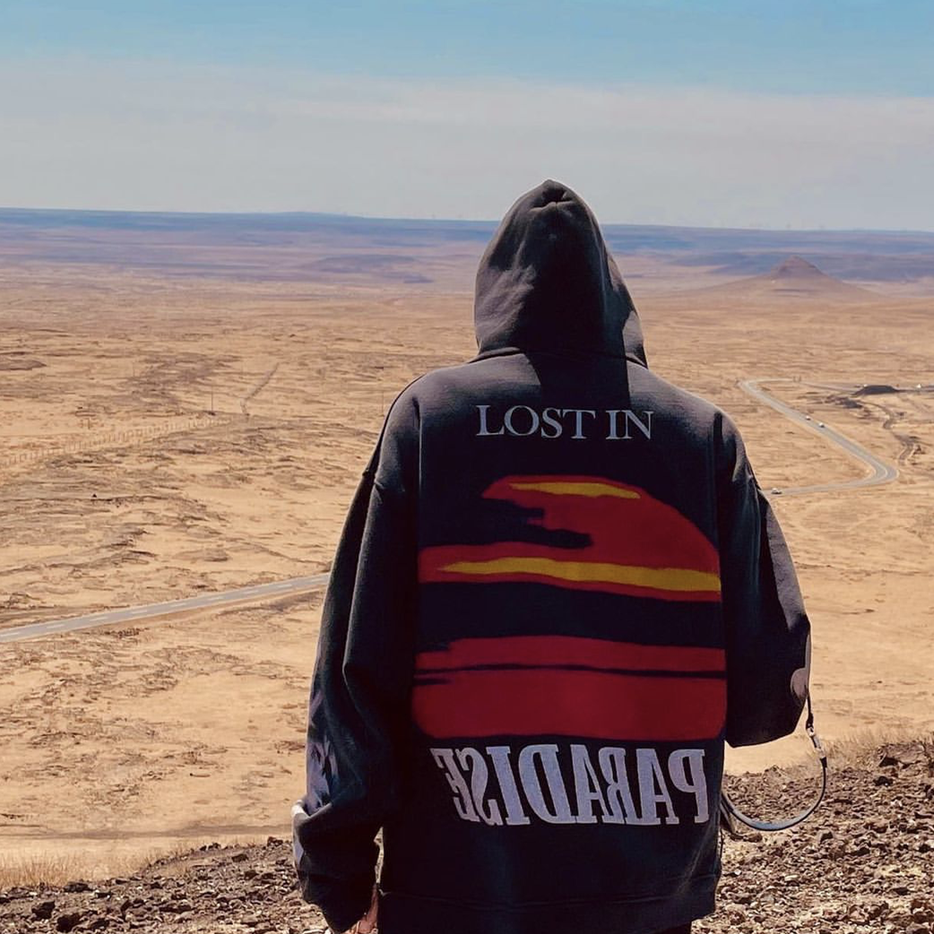 askyurself冬季火烧日落印花连帽卫衣纯棉重磅宽松卫衣