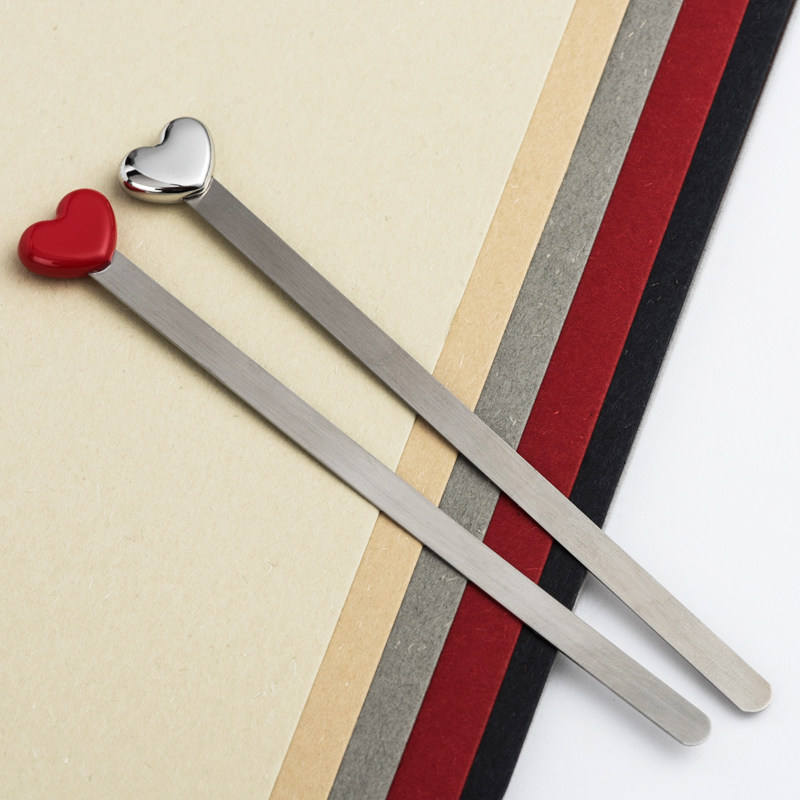 七夕情人节爱情金属心形书签创意爱心情侣送老师同学礼物定制刻字