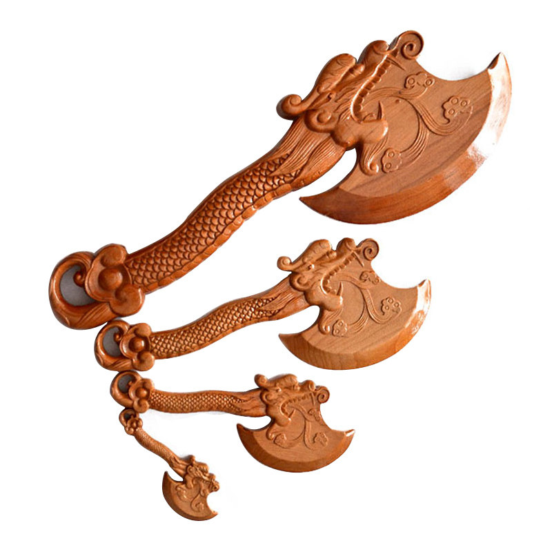 肥城桃木斧子挂件龙头斧头结婚坐福乔迁搬家礼物大号家居风水摆件