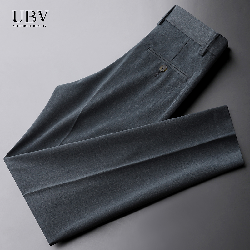 春夏季新款免烫修身休闲裤子商务正装西装裤男士薄款冰丝九分长裤