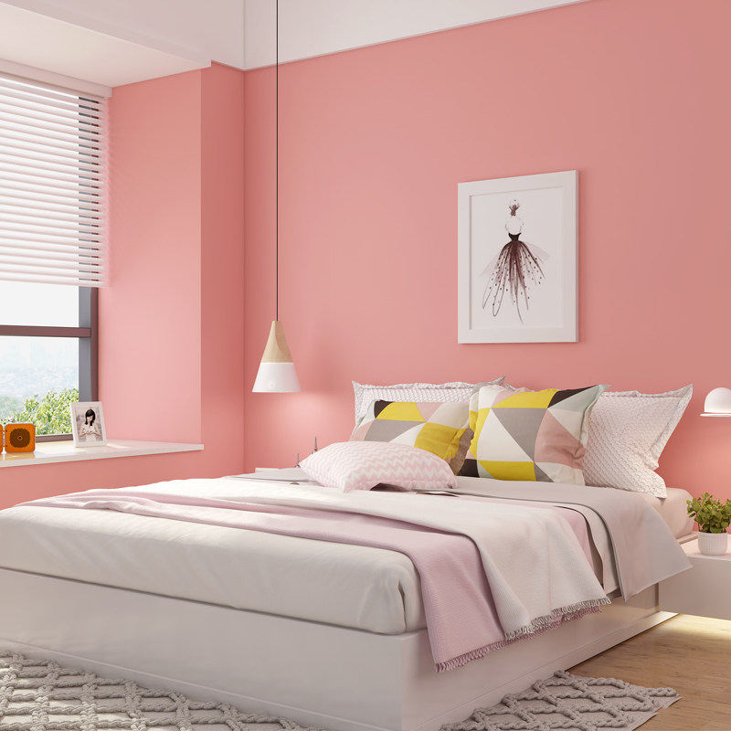 北欧羊驼绒粉色系列无缝墙布素色卧室客厅壁布现代简约电视背景墙