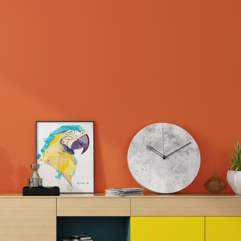 橘黄色墙纸橘红色橙色橙红色客厅卧室现代简约纯色素色无纺布墙纸