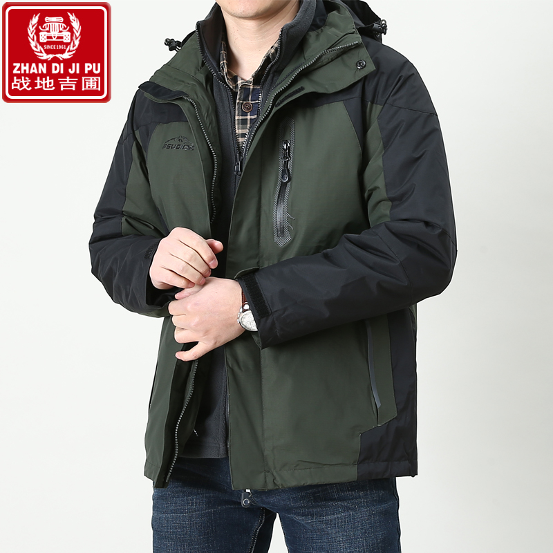 潮牌冲锋衣男三合一户外运动加绒加厚防风防水秋冬装外套定制LOGO