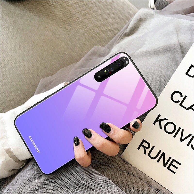 索尼适用于日韩保护套xperia1ii纯色玻璃xperia1ii变色手机保护套