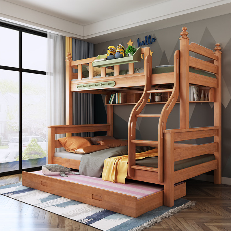实木高低床子母床成人儿童床组合床上下铺上下床高低