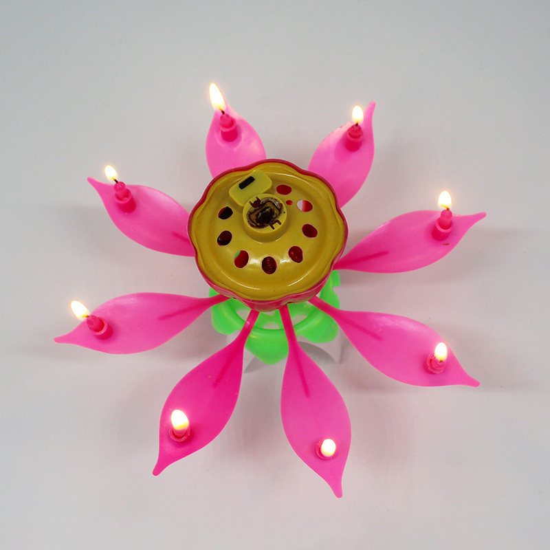 创意莲花蜡烛生日派对音乐蜡烛荷花蜡烛灯浪漫生日快乐蛋糕装饰