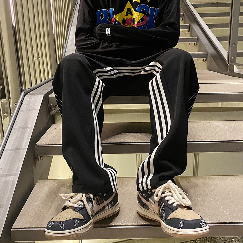 裤子男夏季宽松潮流休闲裤直筒卫裤高街ins运动裤薄款冰丝拖地裤