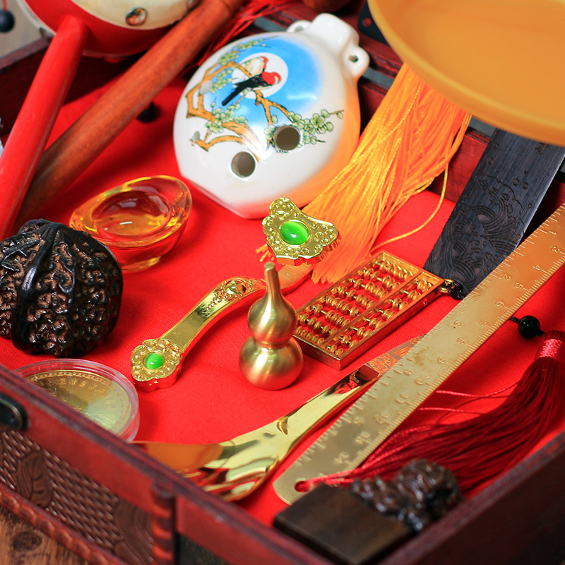 宝宝抓周用品中式周岁抓阄套装道具婴儿玩具一岁男女小孩生日礼物