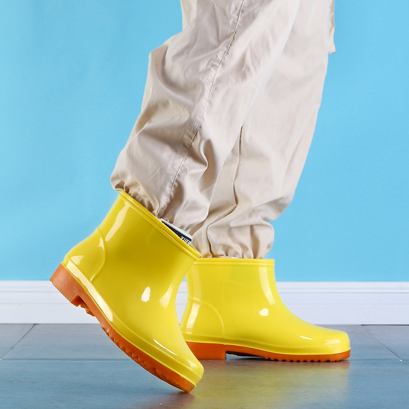 黄色养猪场养殖场厨师夏厨师食品卫生底男牛筋高筒水靴雨鞋