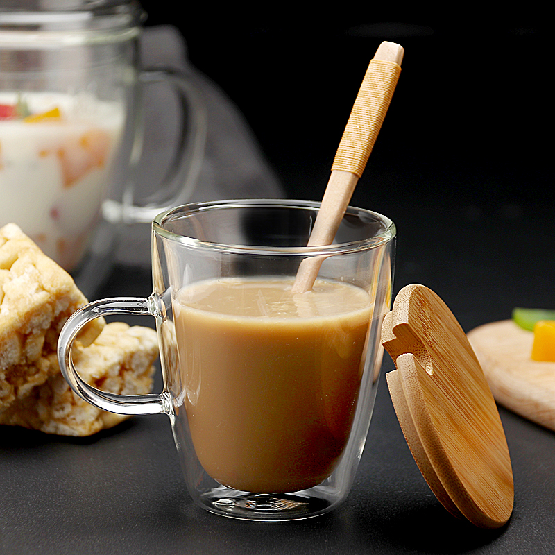 双层玻璃马克隔热防烫简约家用男女泡茶牛奶玻璃杯