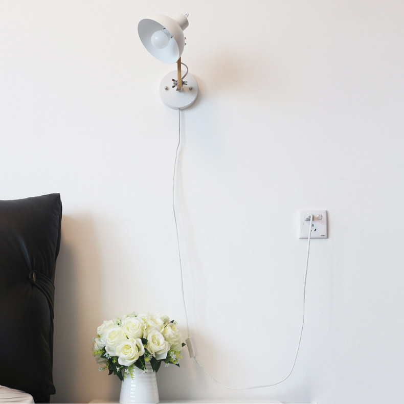 北欧阅读床头充电民宿房间开关卧室墙挂遥控壁灯