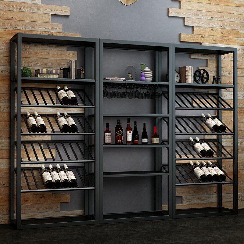 铁艺落地式葡萄红酒高脚杯展示陈列摆件收纳柜置酒柜