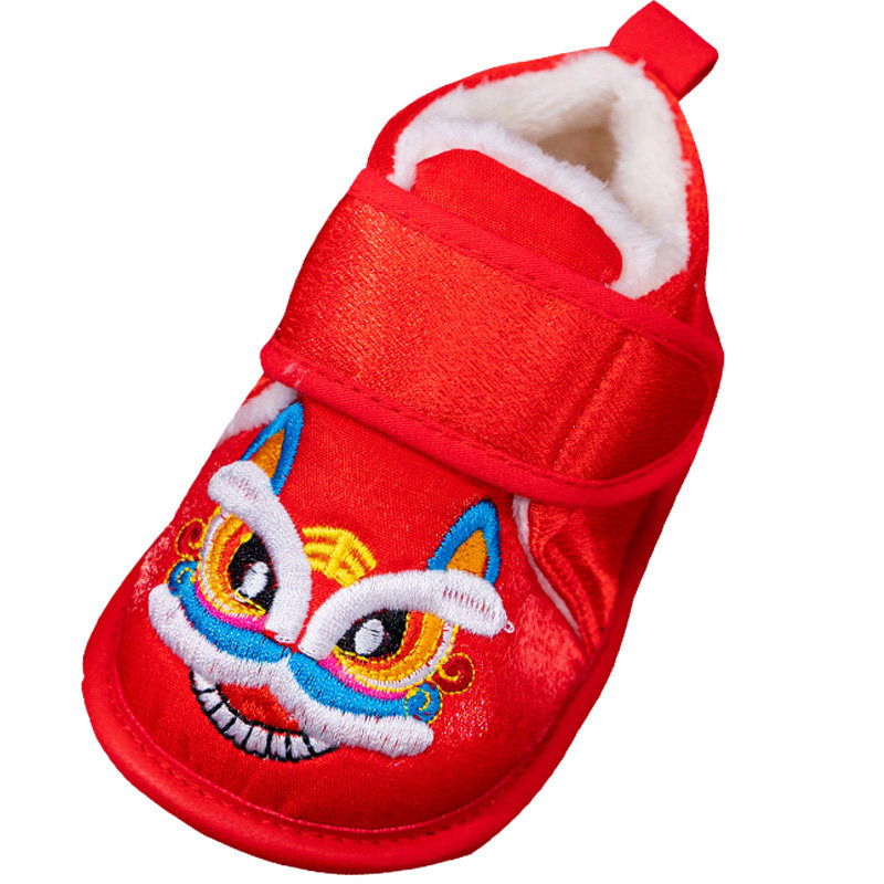 虎头婴儿室内鞋冬加绒保暖红色过年鞋子宝宝婴儿步前鞋