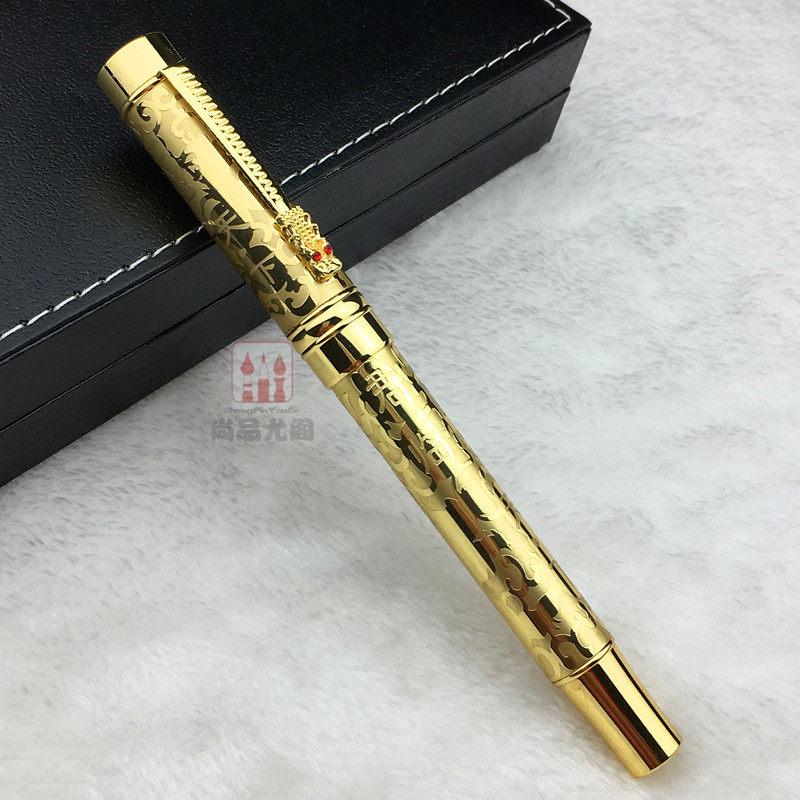 高档工笔美工书法水笔签字笔金属浮雕品龙新品龙钢笔