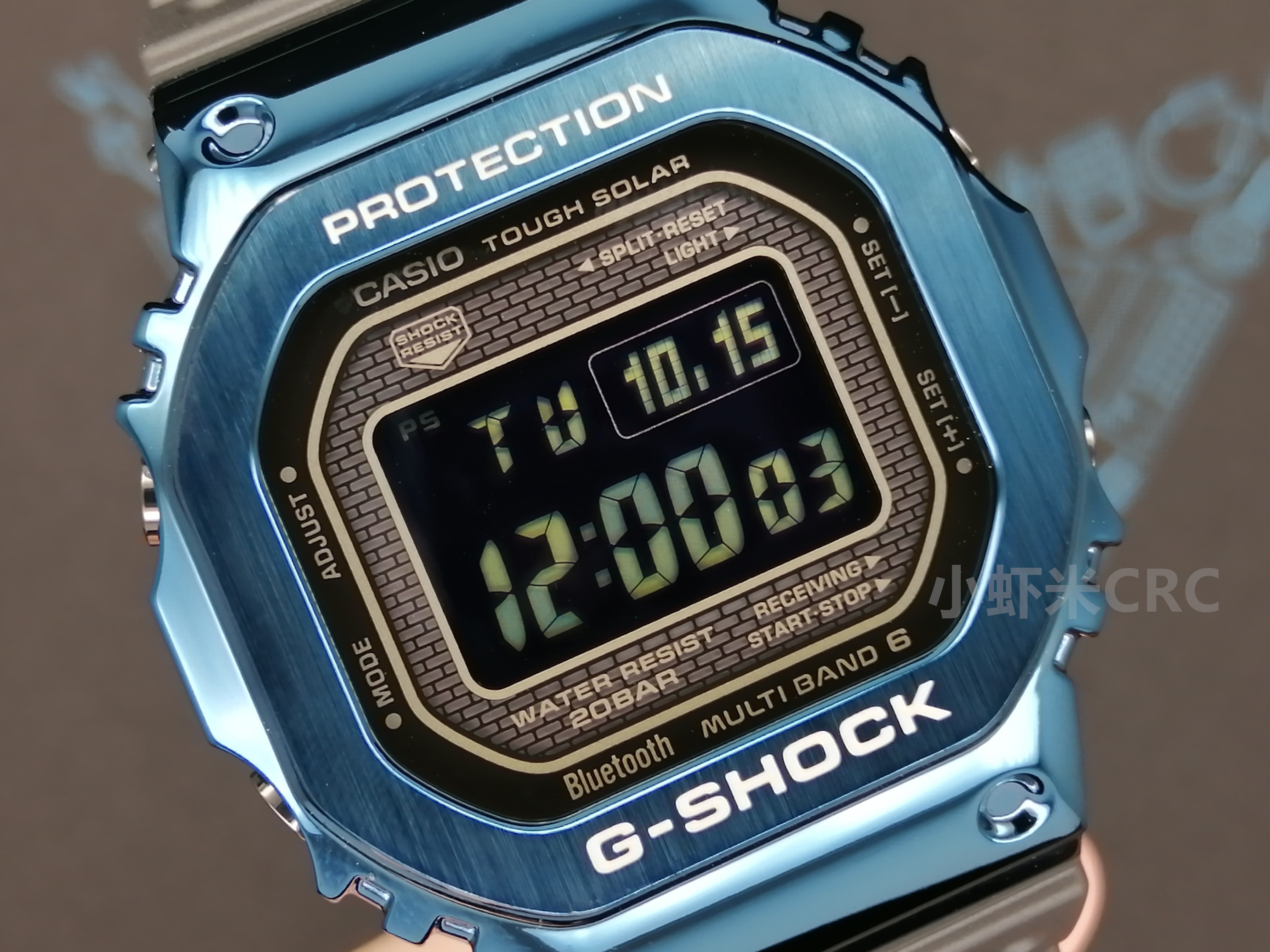 卡西欧g-shock手表光能蓝牙电波金属方块蓝壳胶带日韩腕表