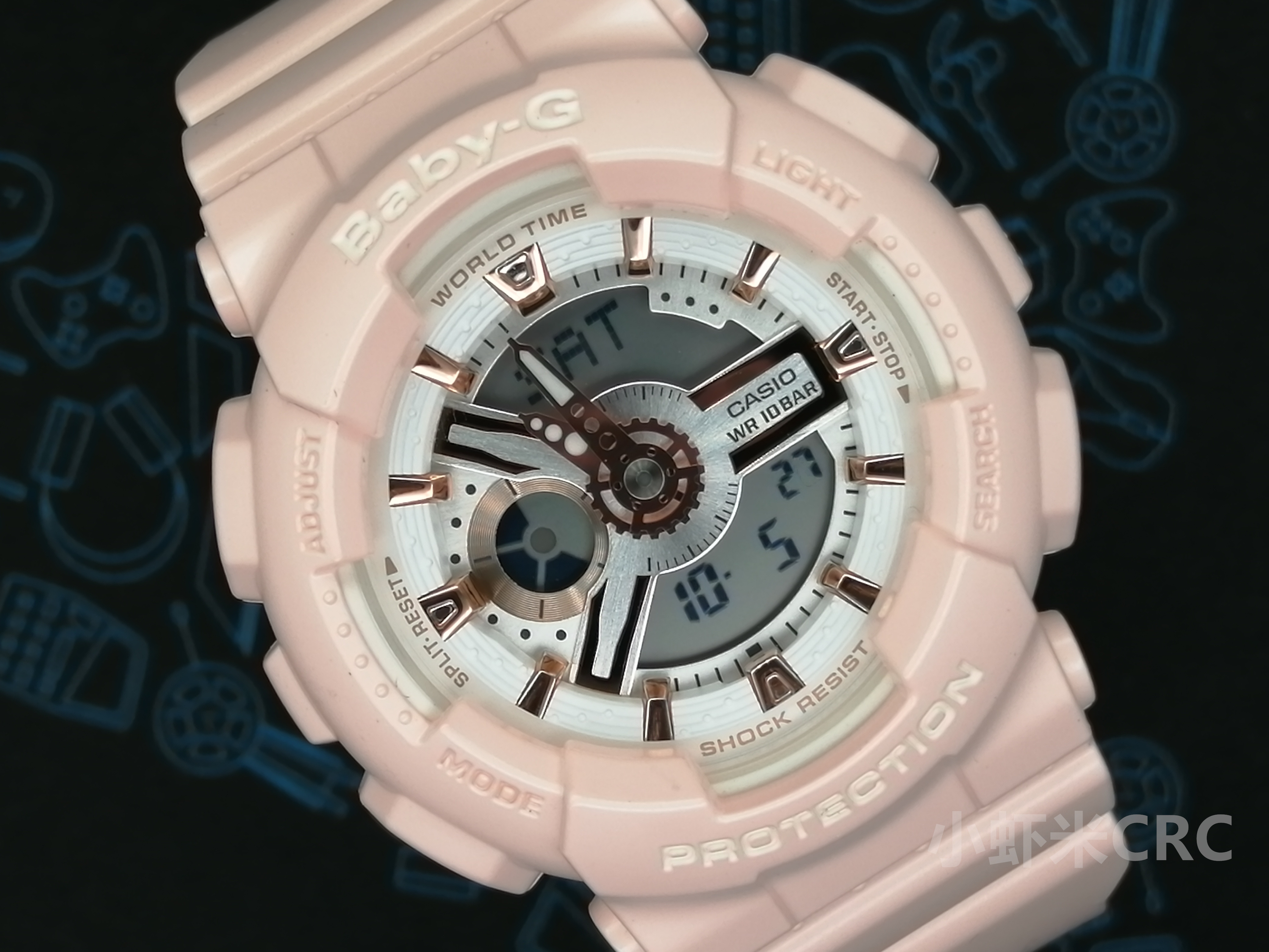 casio卡西欧手表babyg樱花花色马卡龙双显女ba110rg4a日韩腕表