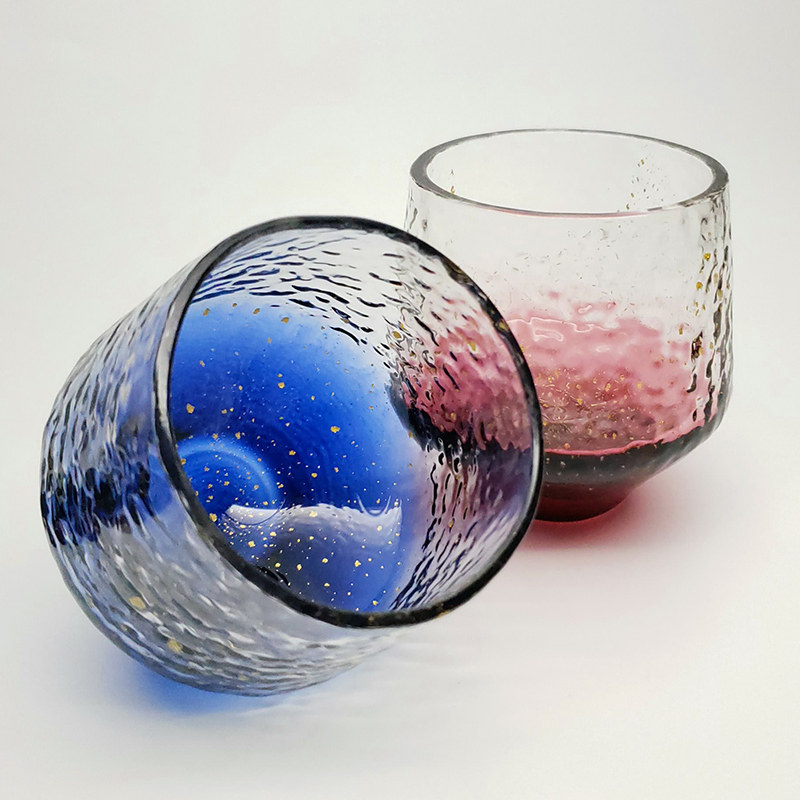 日本网红星空杯八千代窑宇宙星空杯子抖音水晶锤纹玻璃杯星空水杯